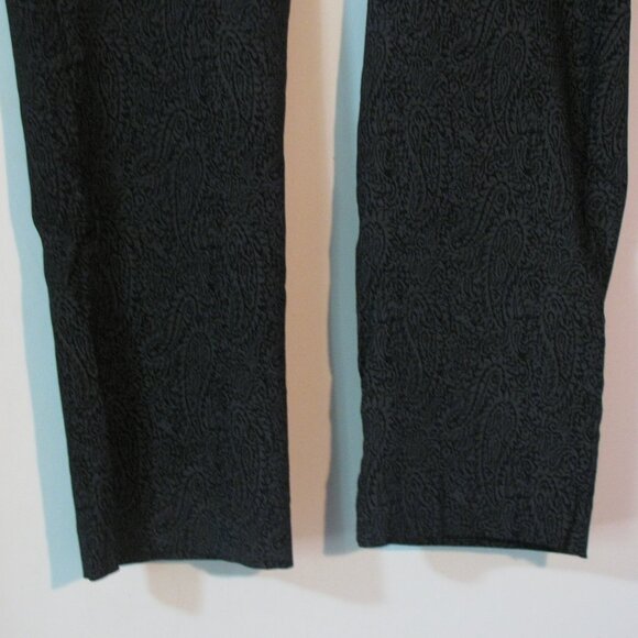 Kim Rogers Stretch Pants Size 10 Black Paisley Print Straight Leg Excellent - Picture 3 of 6
